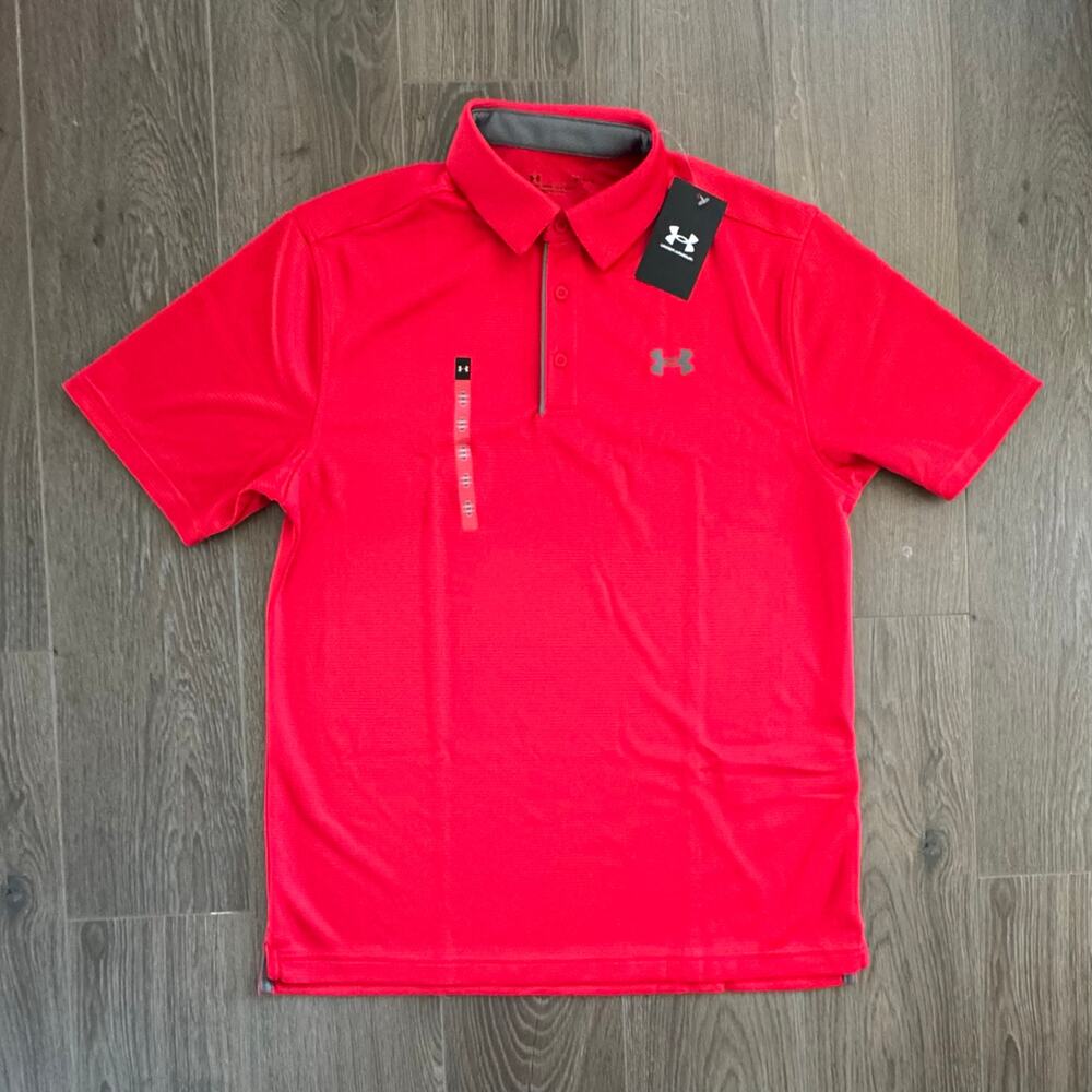 Under Armour UA Tech Polo Golf Athletic Breathable Red Men Medium
